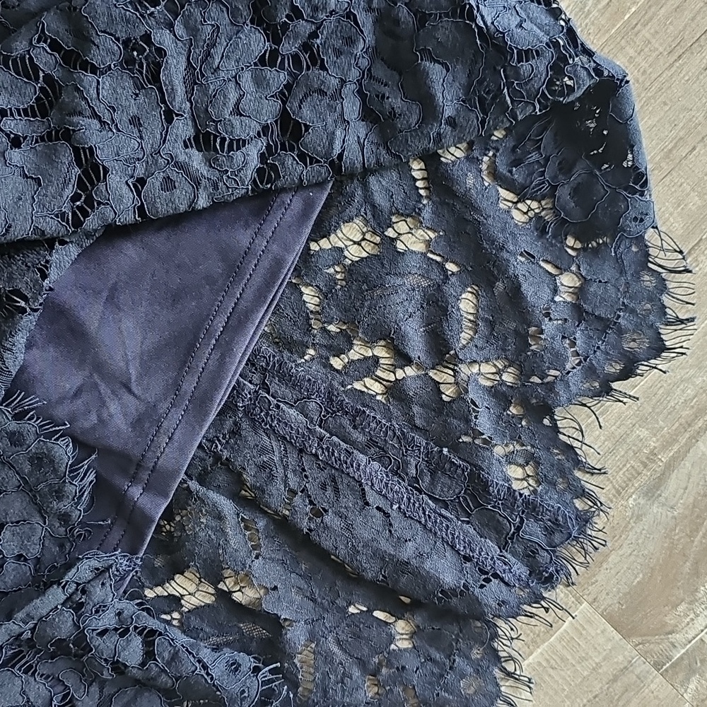 NWT Merokeety Dress Lace Overlay Navy Blue Knee Length Large - Picture 4 of 10